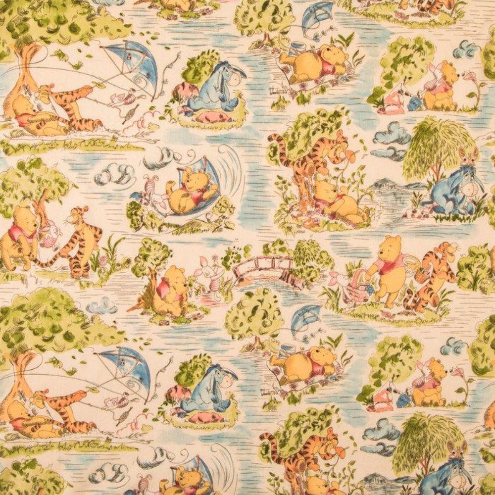 Winnie The Pooh Windy Day Toile Calico Cotton Fabric – MT Peak Fabric