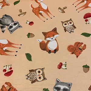 Baby Animals Tan Flannel Fabric