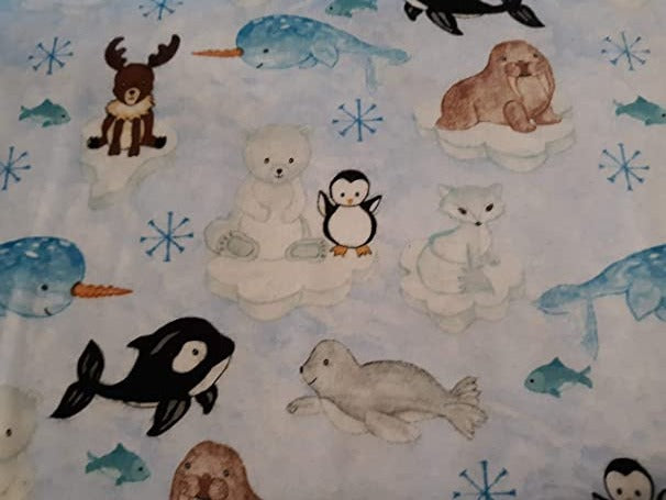Baby Animals Arctic Flannel Fabric