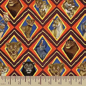 Lion King Diamonds Orange Cotton Fabric