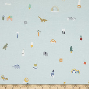 Designer Flannel Play Time Slate Flannel Fabric
