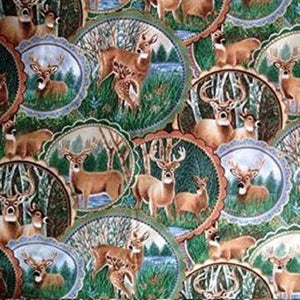 Deer Circles Cotton Fabric