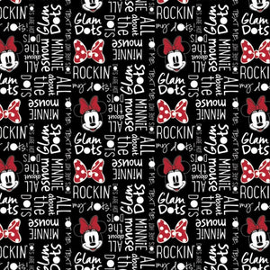 Minnie Mouse Black Cotton Fabric