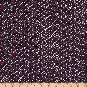 Heart Of America Red And White Stars Navy Cotton Fabric