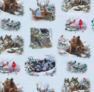 Wildlife "Winter Companions" Cotton Fabric