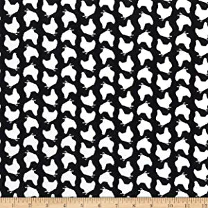 Country Fresh Tossed Chicken Silhouettes Black Cotton Fabric
