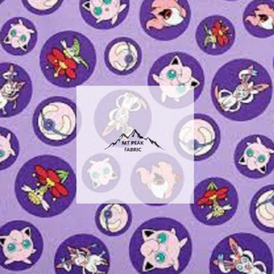 Great for any fan of Pokémon. This 100% cotton fabric is perfect for quilting, apparel, and many other sewing or crafting projects. This print features a variety of Pokémon on a purple background. Sold by the yard and half yard increments. 