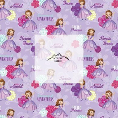 Great for any fan of Sofia from Sofia the First. This 100% cotton fabric is perfect for quilting, apparel, and many other sewing or crafting projects. This print features a Sofia and 