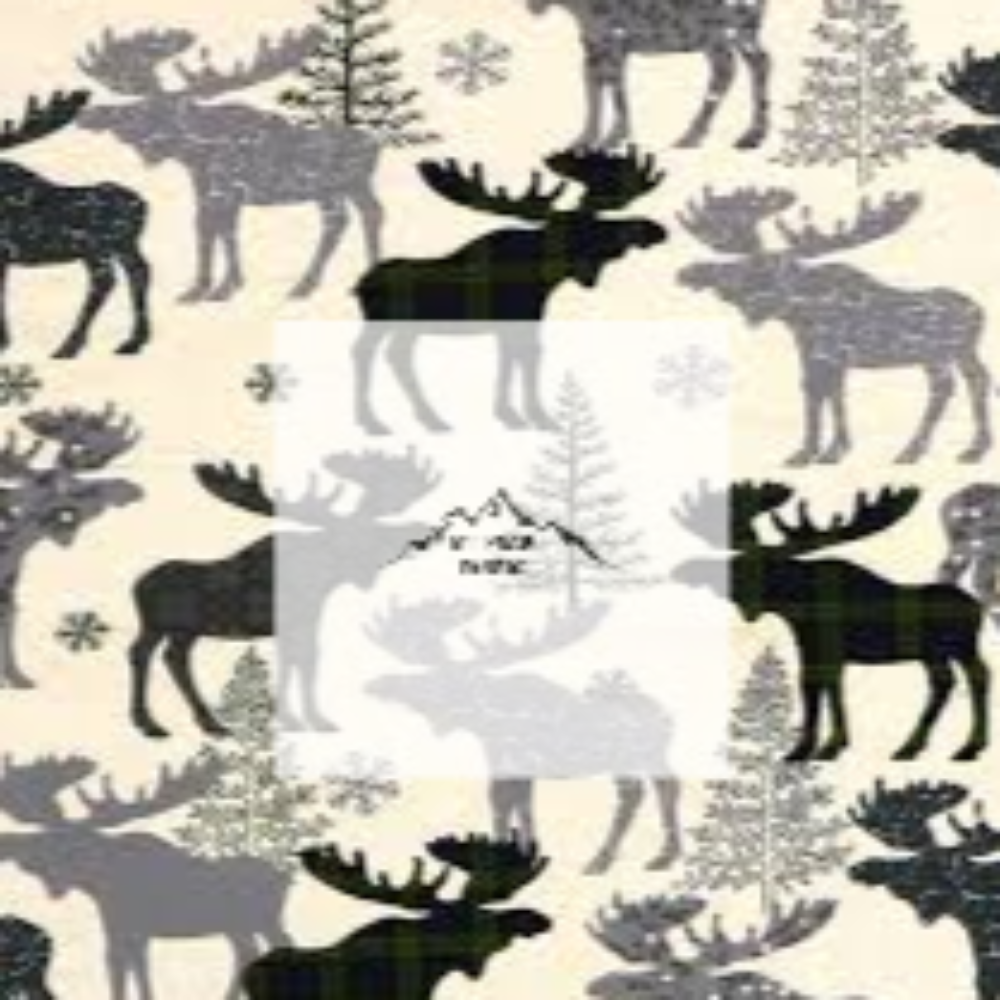 Great for anyone who loves moose. This 100% flannel/cotton fabric is perfect for quilting, apparel, and many other sewing or crafting projects. This print features moose and snowflakes on a white background. Sold by the yard and half yard increments. 