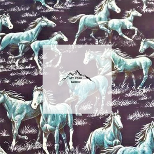 Great for anyone who loves horses. This 100% cotton fabric is perfect for quilting, apparel, and many other sewing or crafting projects. This print features light blue horses on a dark blue background. Sold by the yard and half yard increments.