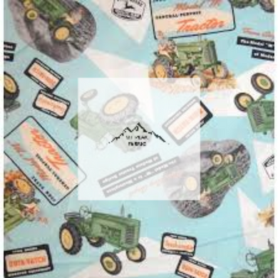 Great for anyone who loves tractors. This 100% cotton fabric is perfect for quilting, apparel, and many other sewing or crafting projects. This print features vintage tractors on blue and white background. Sold by the yard and half yard increments.
