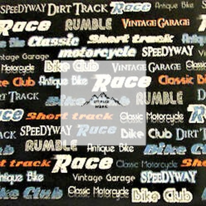 Great for any project that is motocross themed. This 100% cotton fabric is perfect for quilting, apparel, and many other sewing or crafting projects. This print features colorful words such as "RACE, BIKE CLUB, AND DIRT TRACK" on a black background. Sold by the yard and half yard increments.