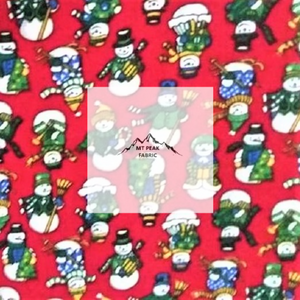 Great for any project that is Snowman themed. This 100% cotton fabric is perfect for quilting, apparel, and many other sewing or crafting projects. This print features snowmen on a red background. Sold by the yard and half yard increments.