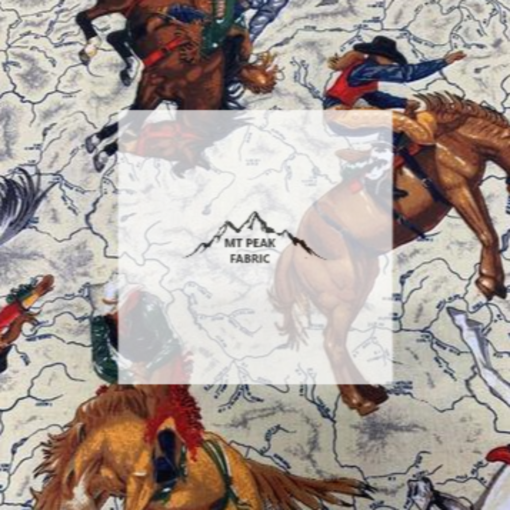 Great for anyone who loves western. This 100% cotton fabric is perfect for quilting, apparel, and many other sewing or crafting projects. This print features a collage of cowboys on horses on a white background. Sold by the yard and half yard increments.