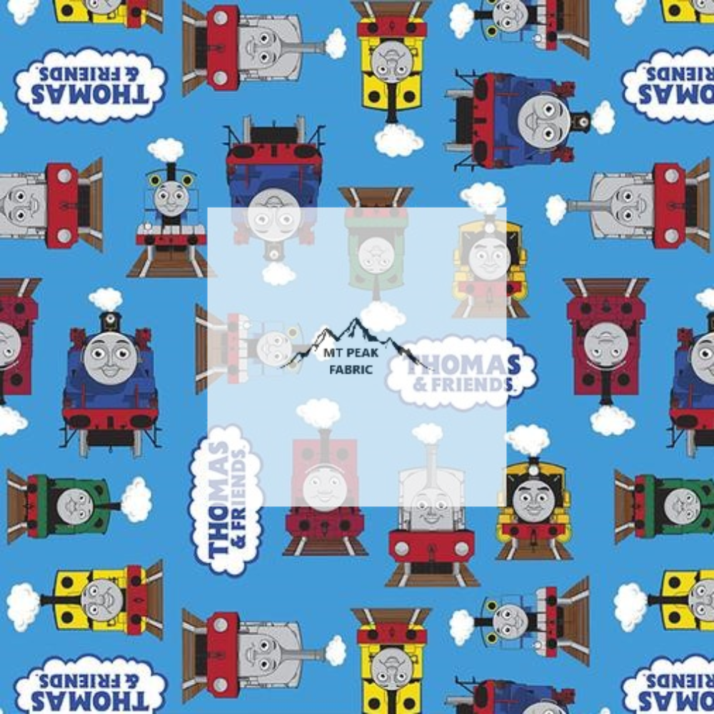 Great for any fan of Thomas the Train. This 100% cotton fabric is perfect for quilting, apparel, and many other sewing or crafting projects. This print features Thomas the Train on a blue background. Sold by the yard and half yard increments. This fabric is measured and cut from the bolt in a continuous length.