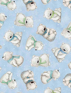 Arctic Night Tossed Polar Bear Sky Cotton Fabric