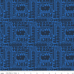All Aboard with Thomas & Friends Text Navy Cotton Fabric