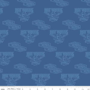 Hot Wheels Classic Vintage Decals Blue Cotton Fabric