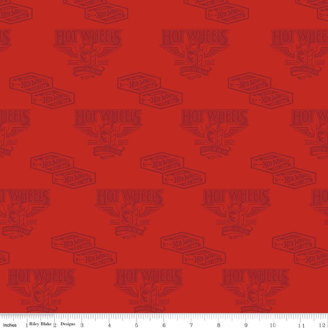 Hot Wheels Classic Vintage Decals Red Cotton Fabric