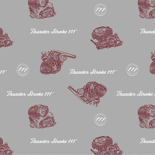 Indian Motorcycle Engine Grey Cotton Fabric