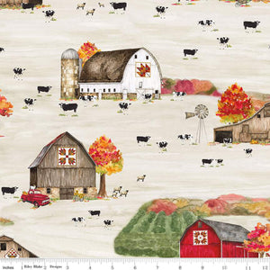 Fall Barn Quilts Main Parchment Cotton Fabric