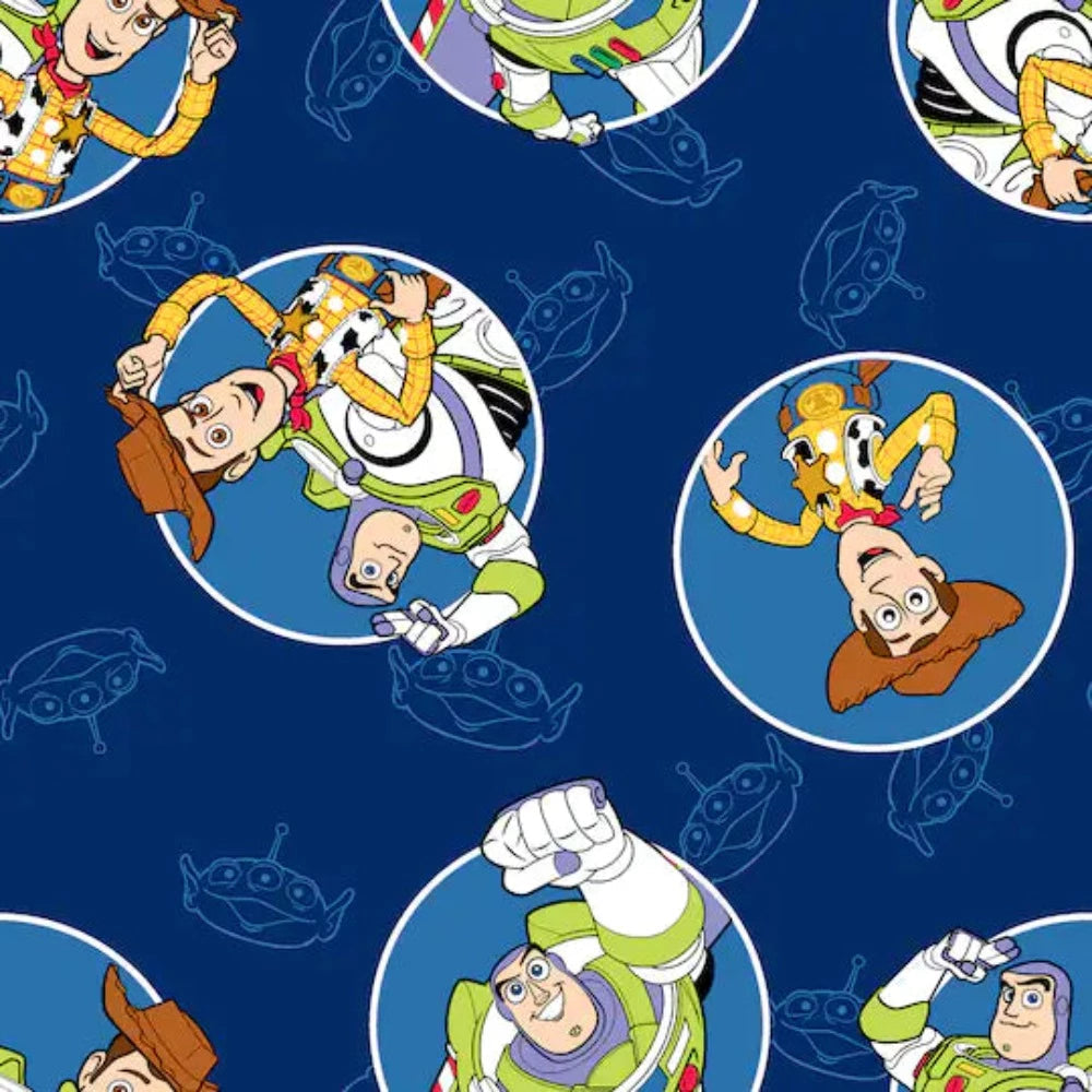 Toy Story Buzz and Woody Badges Cotton Fabric