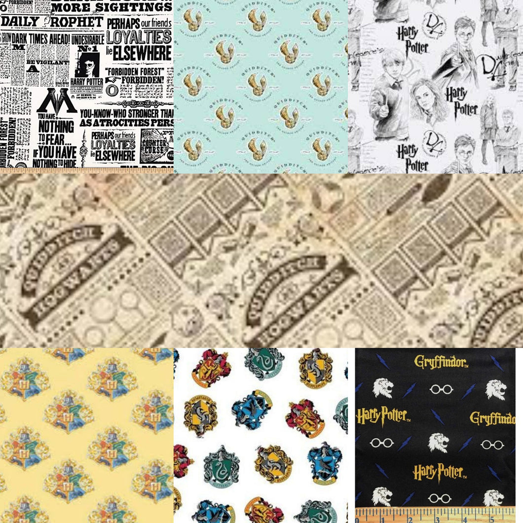 Harry Potter Half Yard Cotton Fabric Bundle (7 Pieces)