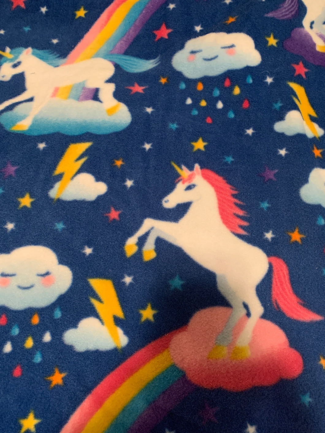 Unicorn Rainbow Lighting Fleece Fabric