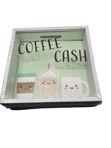 MDF Inspirational Glitter Money Bank- Coffee Cash