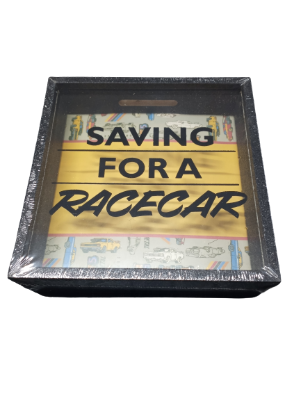 MDF Inspirational Glitter Money Bank- Saving For a Racecar
