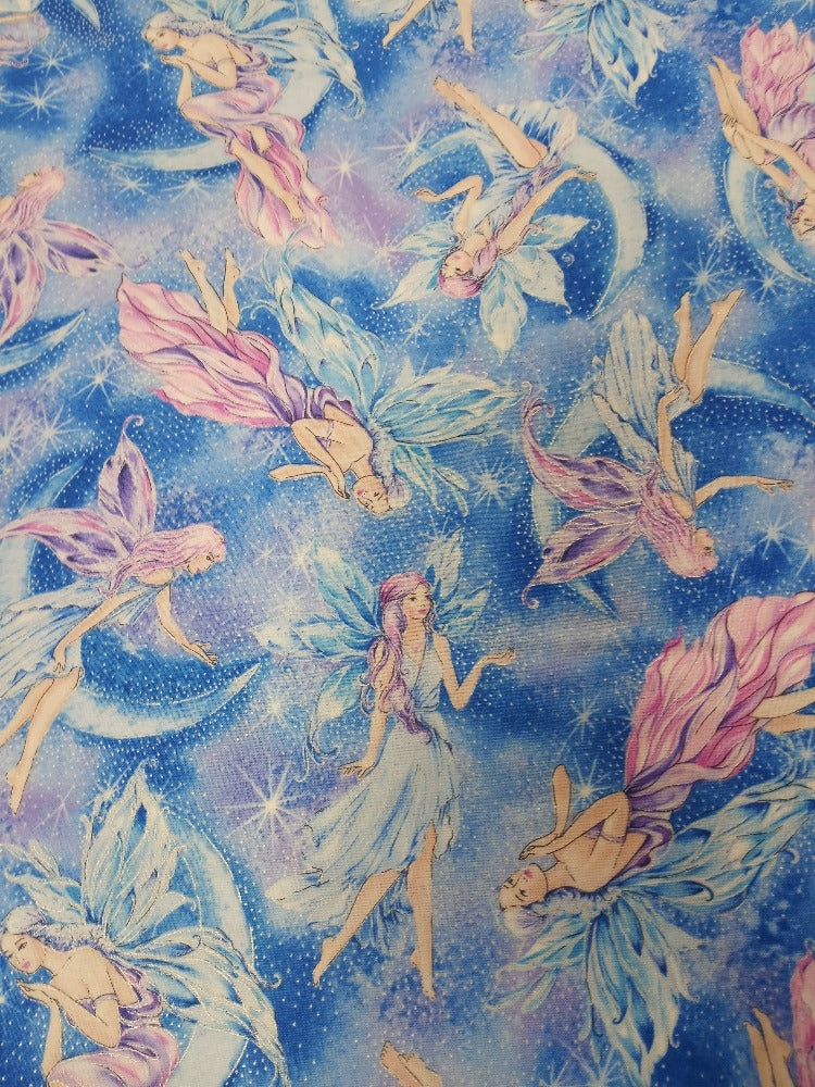 Fairies- Sky Cotton Fabric