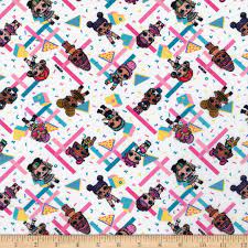 L.O.L Surprise Totally Awesome Tossed Dolls White Cotton Fabric