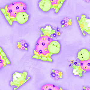 Turtles Purple Flannel Fabric