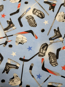 Hockey Mook Blue Flannel Fabric