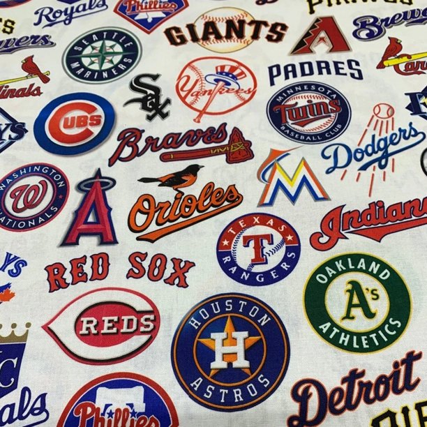 MLB All Team Names Cotton Fabric