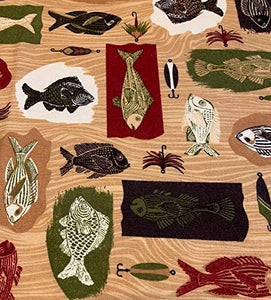 Fishing Wood Flannel Fabric