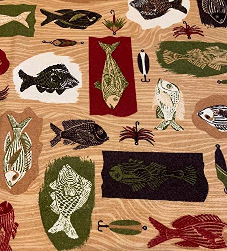 Fishing Wood Flannel Fabric