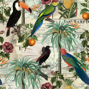 Vintage Vacation Tropical Birds Cotton Fabric