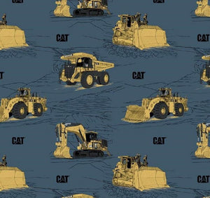 CAT Equipment Main Blue Cotton Fabric