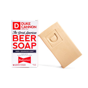 Duke Cannon Supply Co. Big Ass Brick of Soap - Superior Grade, Large Men's Soap Made with Budweiser, All Skin Types, Masculine Cedarwood Scent, 10 oz