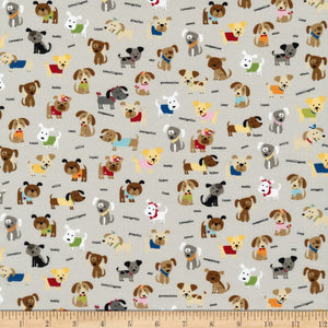Cooper the Puppy 43/44"W Taupe Cotton Fabric