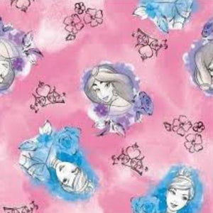 Disney Princesses Pink Cotton Fabric
