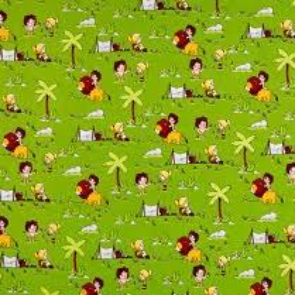 Tarzanimals Green Cotton Fabric