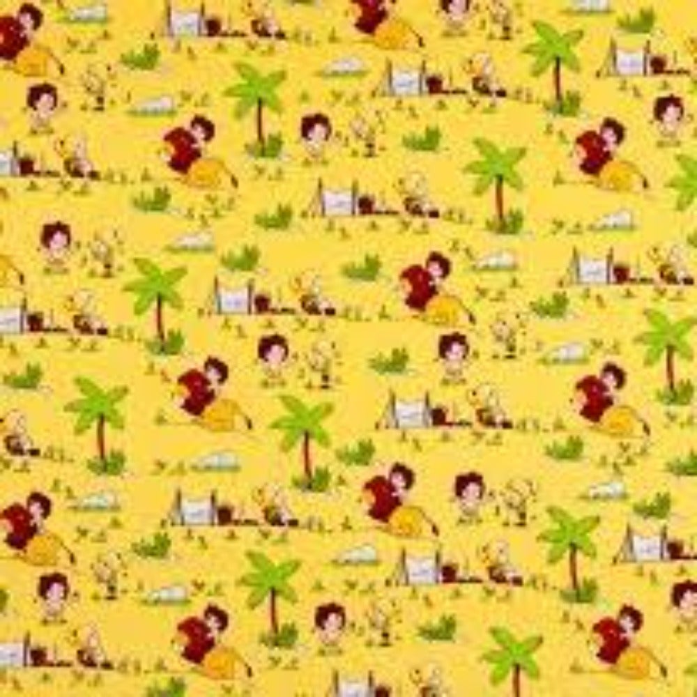 Tarzanimals Yellow Cotton Fabric