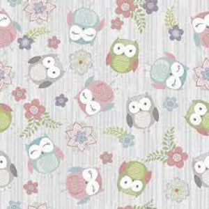 Owls Grey Comfy Prints Flannel Fabric