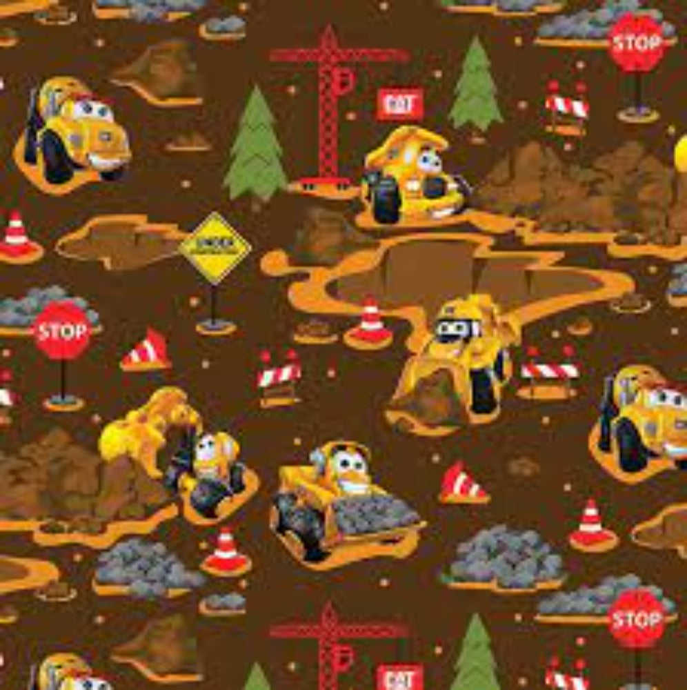 CAT Equipment Brown Flannel Fabric
