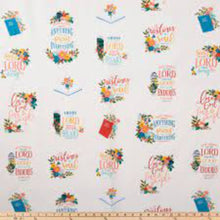 Load image into Gallery viewer, Block Scripture Cotton Calico Fabric
