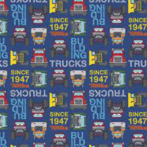 Tonka Trucks Building Blocks Blue Cotton Fabric