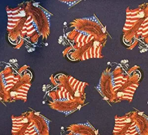 Eagles Patriotic Motorcycle Cotton Fabric