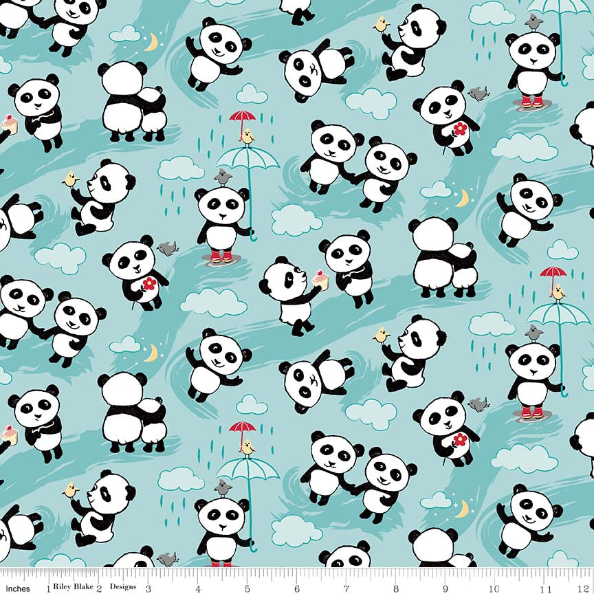 Panda Love Flannel Fabric